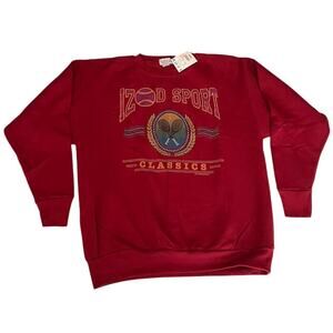 Vintage NWT 90s Izod Sport Sweatshirt Burgundy Tennis Size L